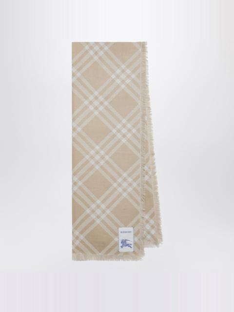Burberry Beige/ecru Check silk and wool scarf