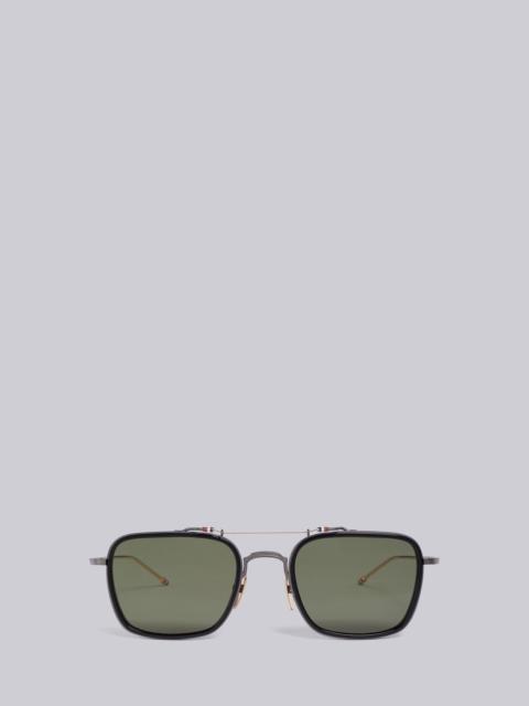 Thom Browne TB816 - Black Rectangular Aviator Sunglasses