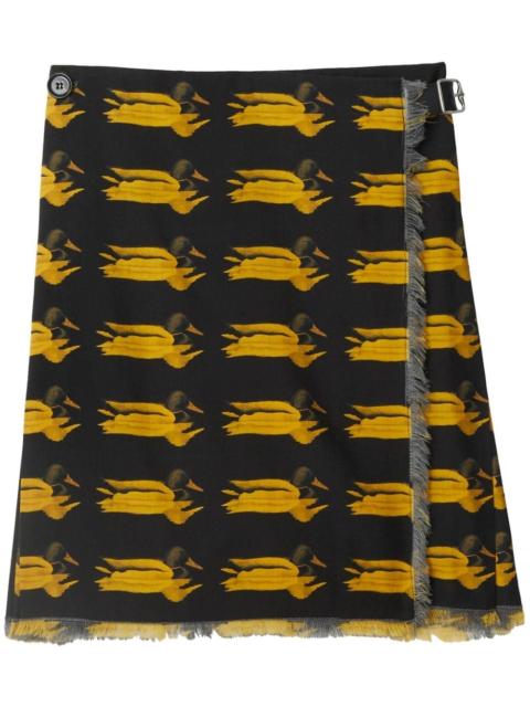 Burberry animal-print frayed-edge straight skirt