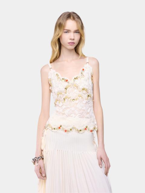 rabanne SLEEVELESS TOP IN OFF WHITE HAND EMBROIDERED LACE