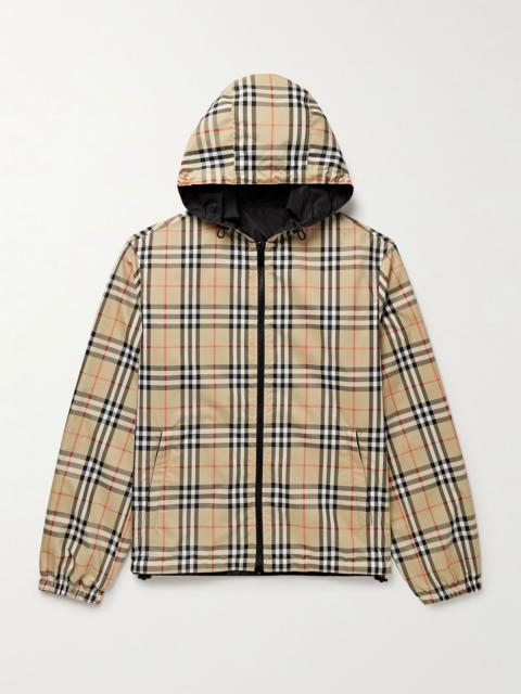 Burberry Reversible Checked Shell Hooded Jacket Sand
