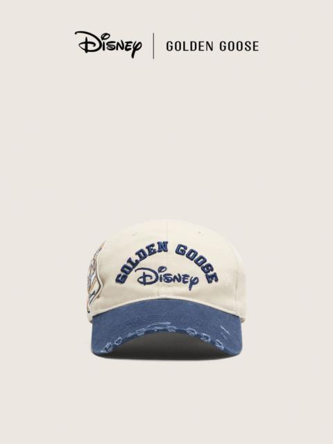 Golden Goose Disney | Golden Goose Distressed-effect off-white and blue baseball cap with embroidered logos