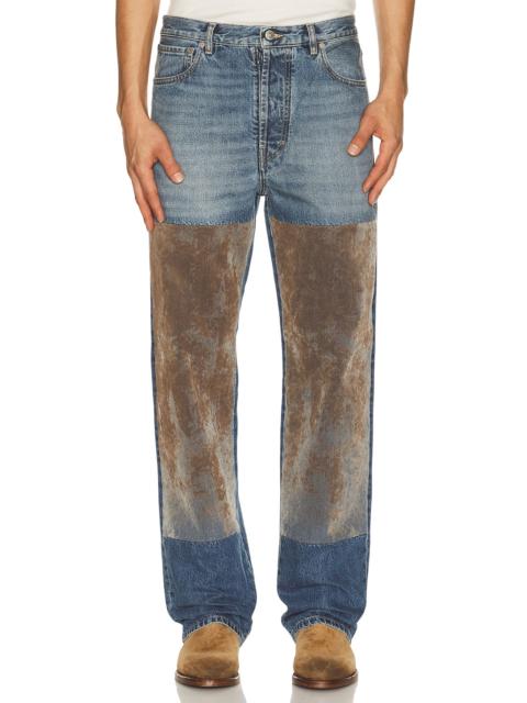 Maison Margiela Flocked Patch Denim Trousers