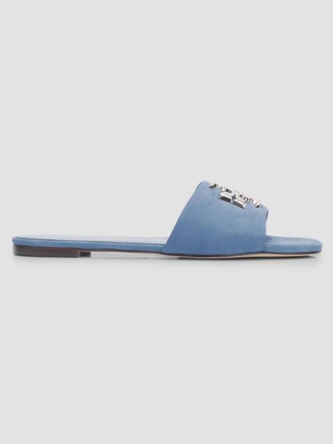 TORY BURCH Women's Eleanor Logo Suede Slide Sandals - Milky Blue Silver