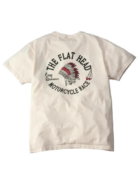 THE FLAT HEAD FN-THC-048 Three Needle Loopwheel Motorcycle Race Tee Natural