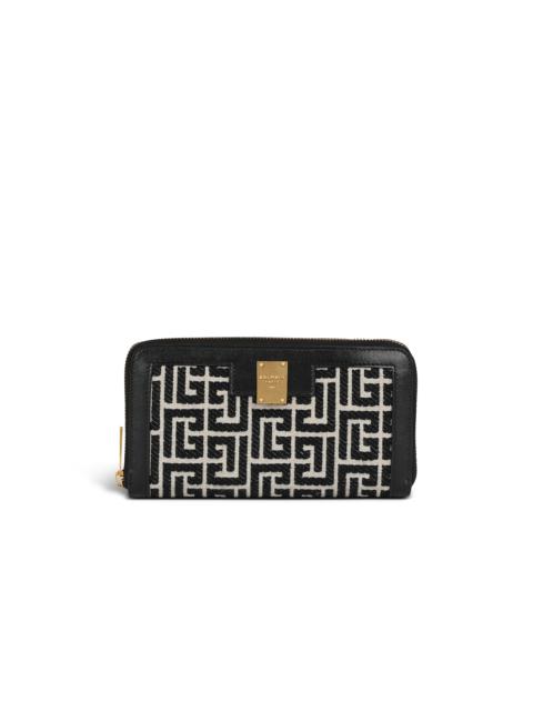 Balmain Bicolor jacquard 1945 zipped wallet