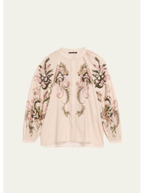 KOBI HALPERIN Heidi Sequin Floral-Print Blouse