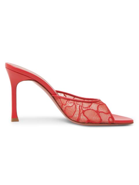 Amina Muaddi Women's Alexa 95MM Lace Mules - Red Lace