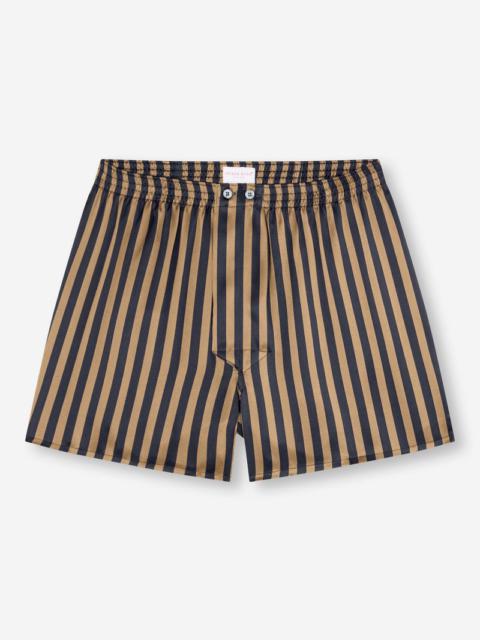 Derek Rose Men's Classic Fit Boxers Brindisi 107 Silk Satin Navy