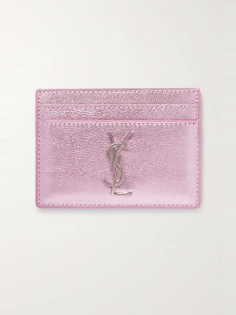 SAINT LAURENT Monogramme metallic textured-leather cardholder