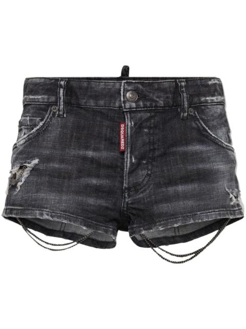 DSQUARED2 chain black denim hot pants