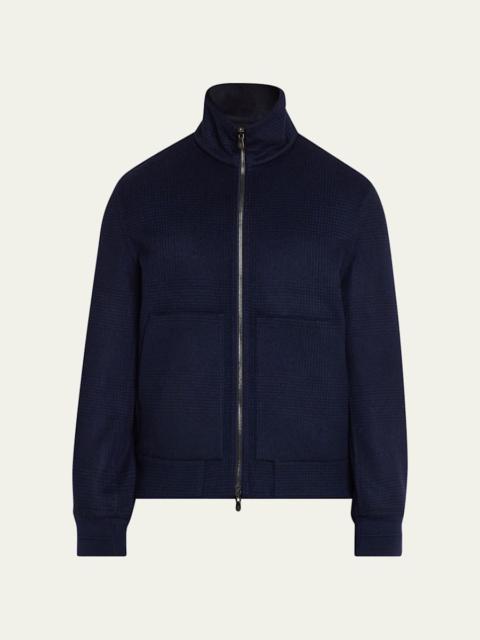 Brunello Cucinelli Men's Cashmere Textured Full-Zip Bomber Jacket