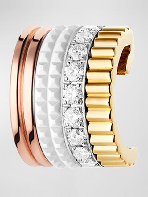 Boucheron Quatre Small Clip Earring with Diamonds and White Ceramic, Single