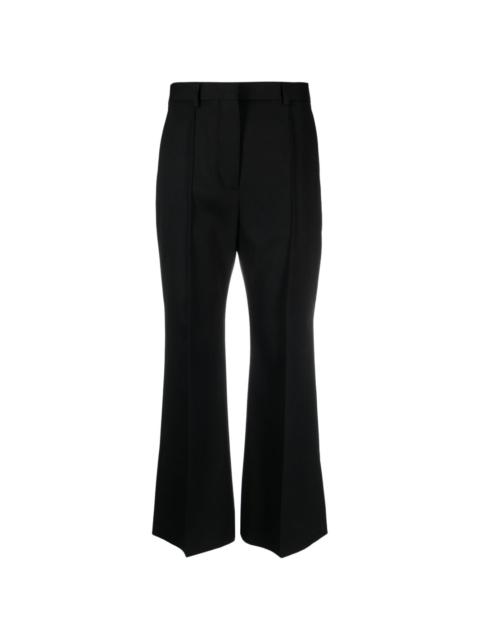 flared cropped wool trousers