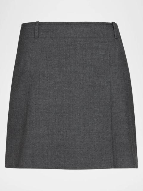 Theory Pleated Wool-Blend Mini Skirt