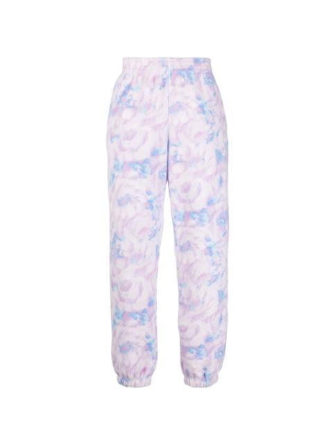 textured floral-print track pants