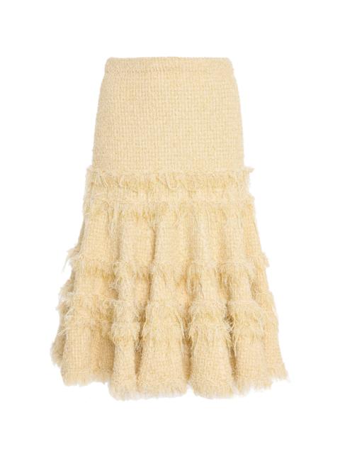 ULLA JOHNSON Andi Tweed Midi Skirt yellow