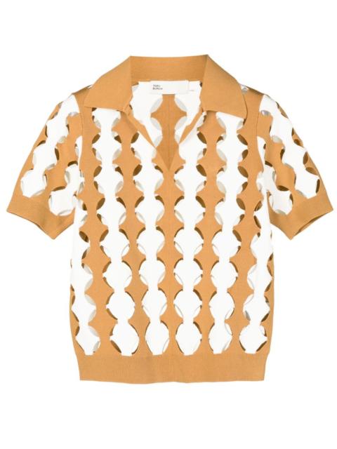 TORY BURCH cut-out polo-collar T-shirt