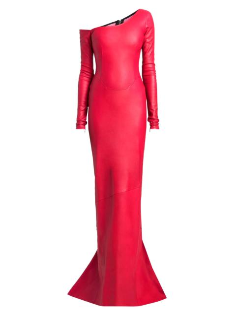 LaQuan Smith Women's Leather Off-The-Shoulder Gown - Red