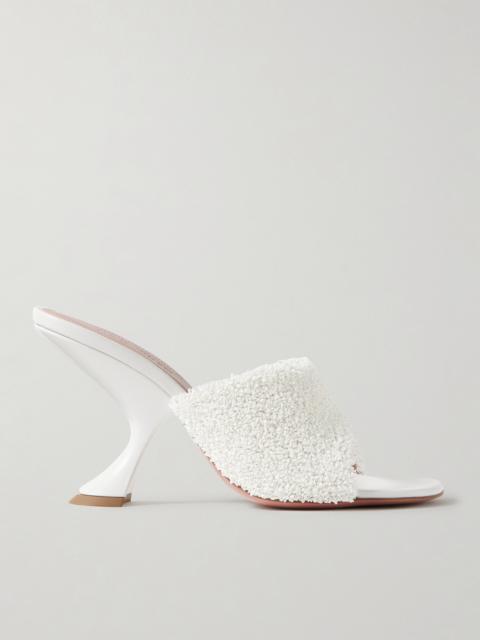 Amina Muaddi Taylor Leather-trimmed Raffia Mules