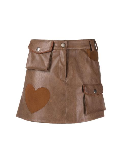 pleat-detailing faux-leather skirt