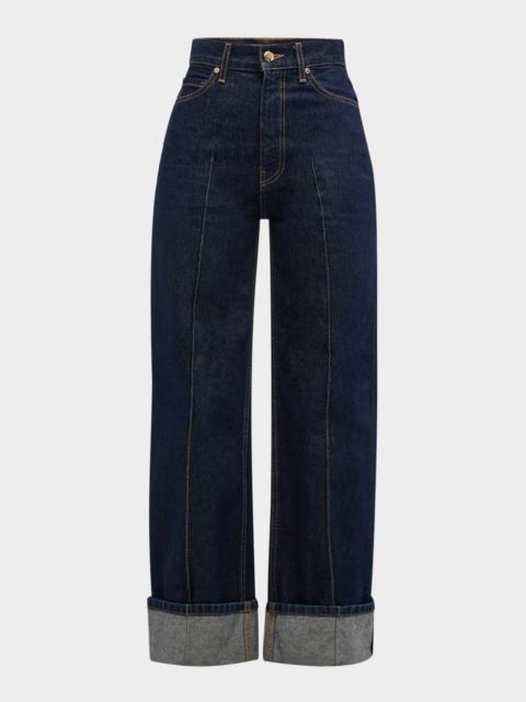 ULLA JOHNSON The Genevieve Topstitched Wide-Leg Denim Jeans