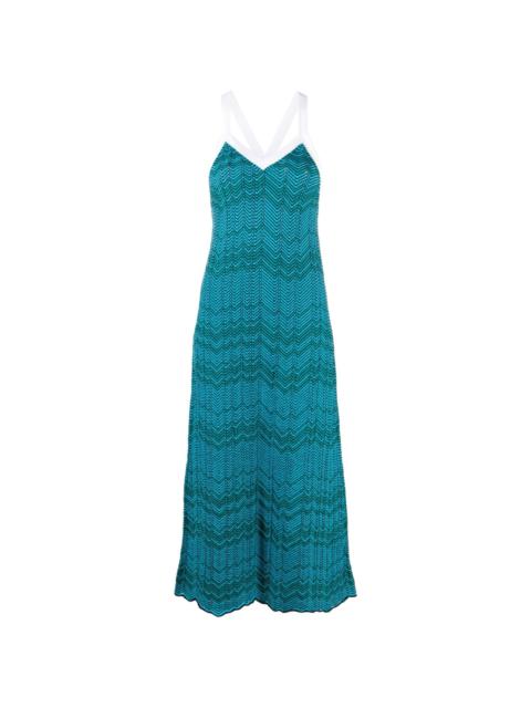 WALES BONNER Palm chevron-knit midi dress