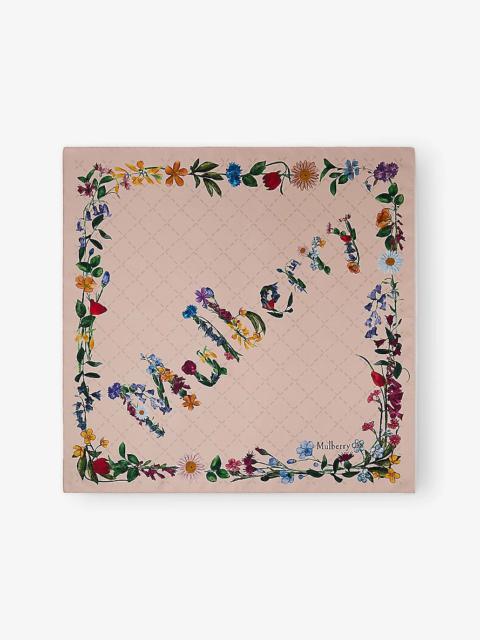 Mulberry Wild Floral Square Silk-Twill Scarf