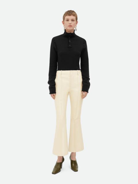 Leather Cropped Flared Trousers