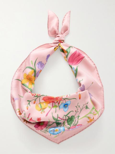 GUCCI Flora Floral-print Silk-twill Scarf