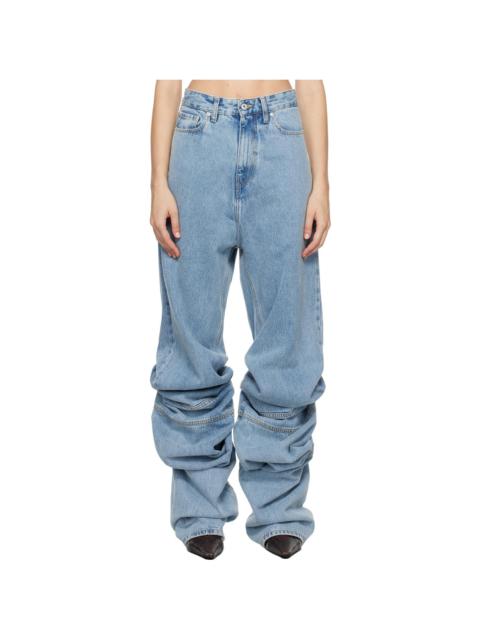 Y/Project Blue Draped Cuff Jeans