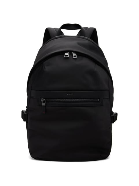 HUGO Black Twill Logo Lettering Backpack