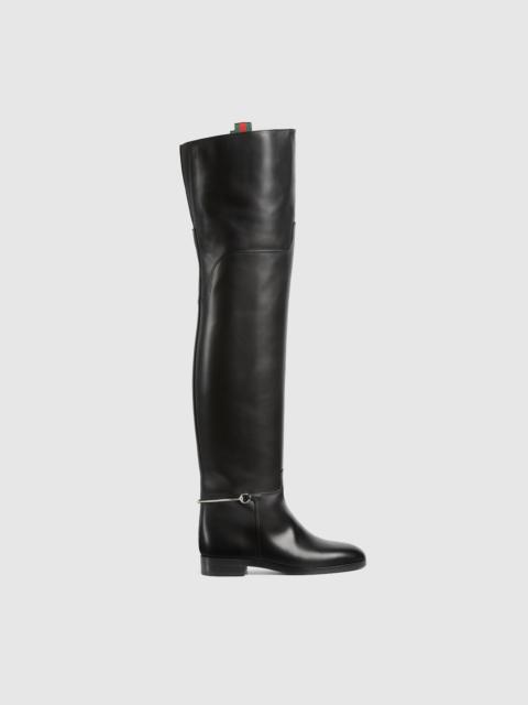 GUCCI Women's slim Horsebit knee-high boot
