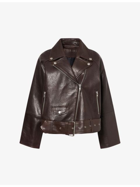 STAND STUDIO Romy Belted Leather Jacket