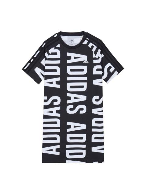 adidas (WMNS) adidas Essentials Oversized Allover Print Dress 'Black White' HC9267