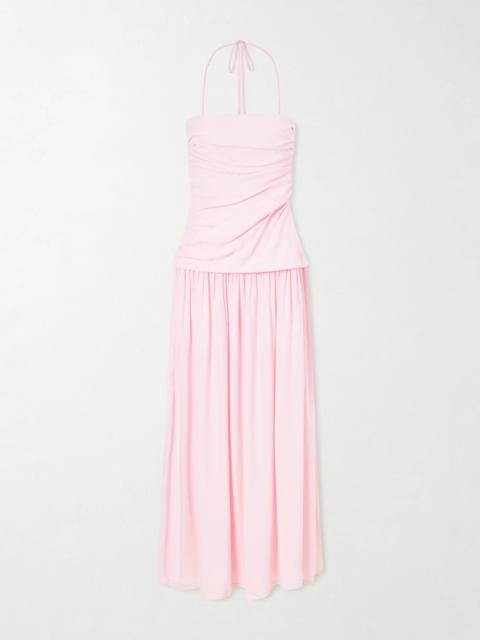FAITHFULL Notte Ruched Linen Maxi Dress