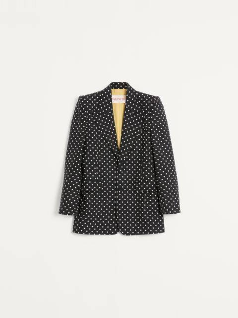 Valentino SINGLE-BREASTED SHANTUNG SILK JACKET WITH PLUSDEPOIS PRINT
