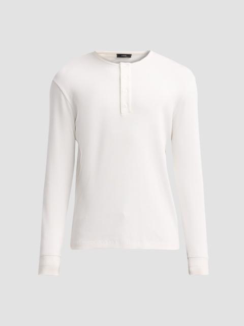 Vince Men's Cotton Rib-Knit Henley Shirt - Off White
