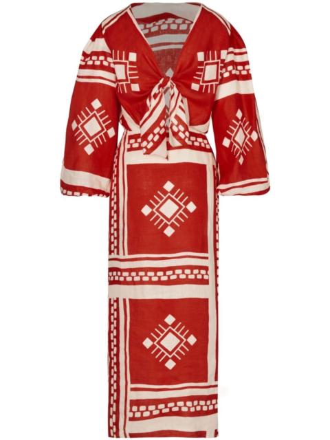 Johanna Ortiz Sun Goddess printed linen dress