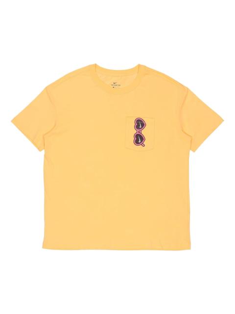 Nike (WMNS) Nike Sportswear Love Sunglasses Printing Pocket Short Sleeve Washed 'Yellow' CU9700-795