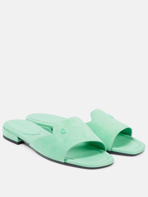 JIMMY CHOO Logo suede slides