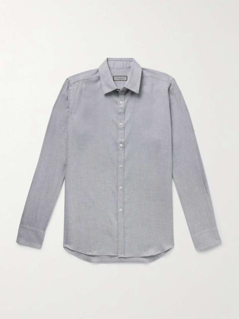 BrushedHerringbone  Cotton and Lyocell-Blend Shirt