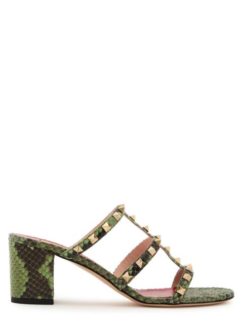 Valentino Valentino Rockstud 60 Real Python Leather Mules