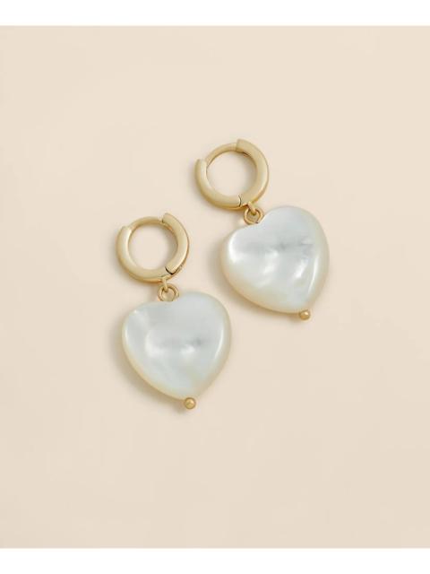 Brooks Brothers Mother-of-Pearl Gold-Toned Heart Hoop Earrings