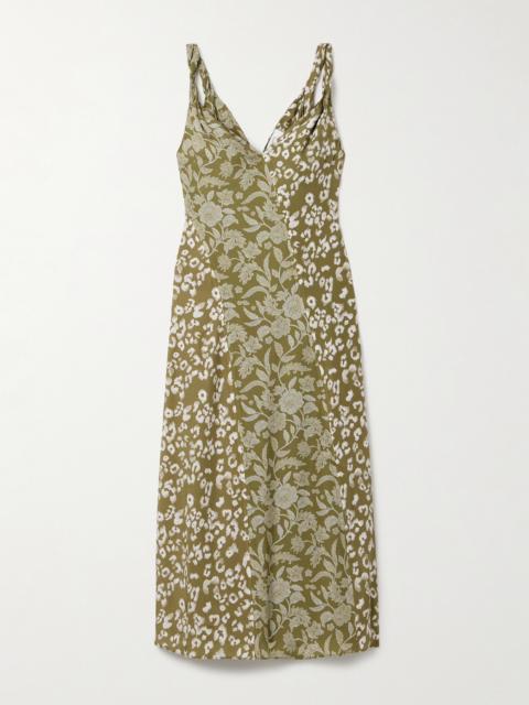LA LIGNE Joelle Printed Silk-charmeuse Midi Dress