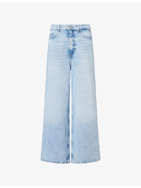 GANNI High-Rise Wide-Leg Denim-Blend Jeans