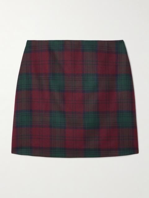 BLAZÉ MILANO Coci Velvet-trimmed Checked Wool Mini Skirt