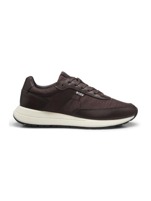 BOSS MONOGRAM SNEAKERS WITH LEATHER TRIM AND EVA RUBBER SOLE