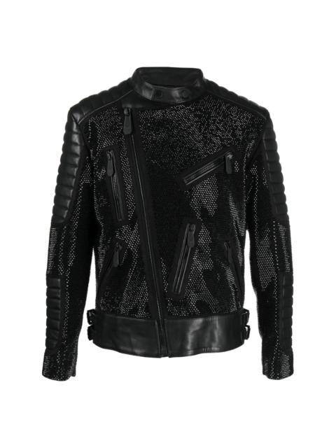 leather disco biker jacket