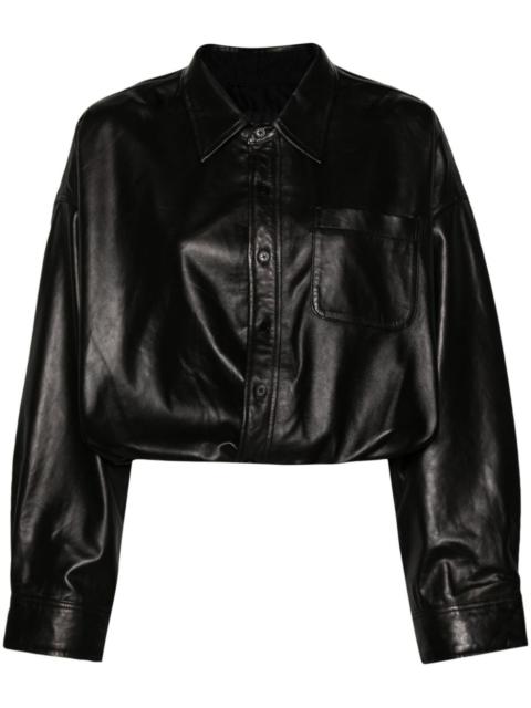 long-sleeves leather shirt